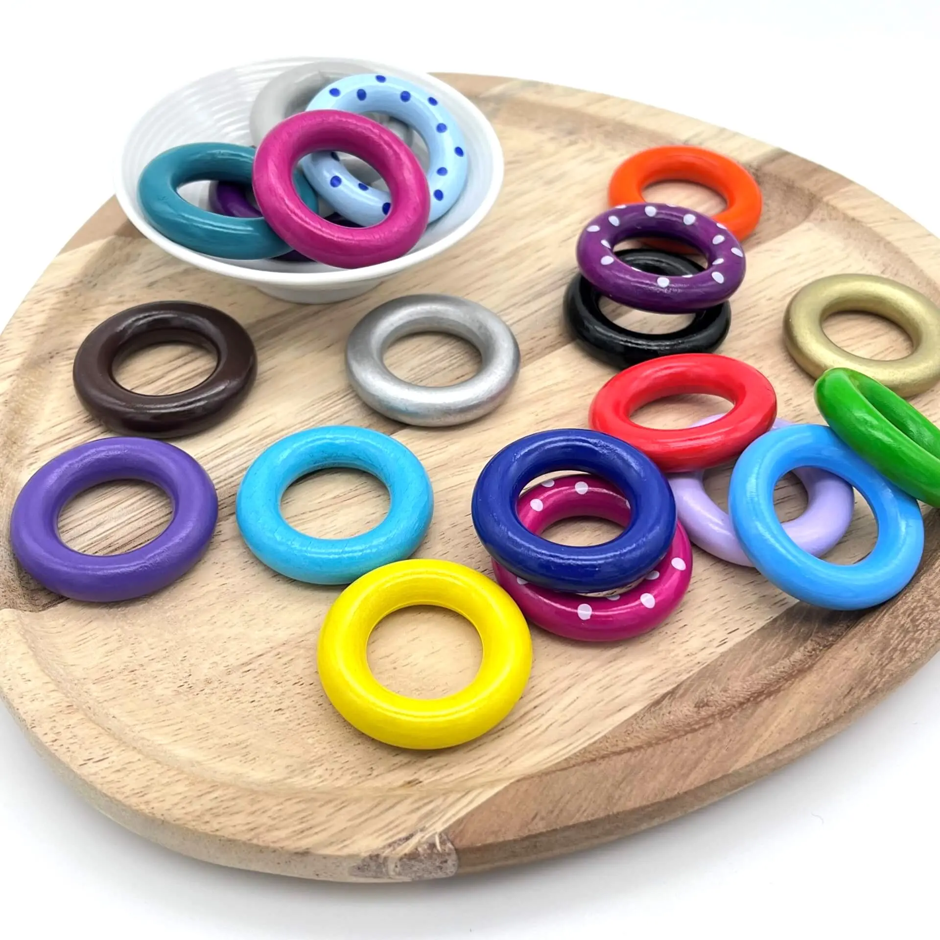 Mini wooden rings for crafting 36mm mix