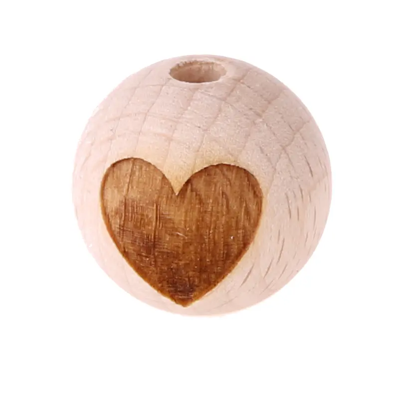 Wooden bead heart 20 mm