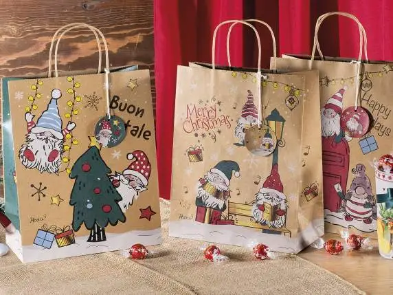 Large gift bag gnomes Christmas