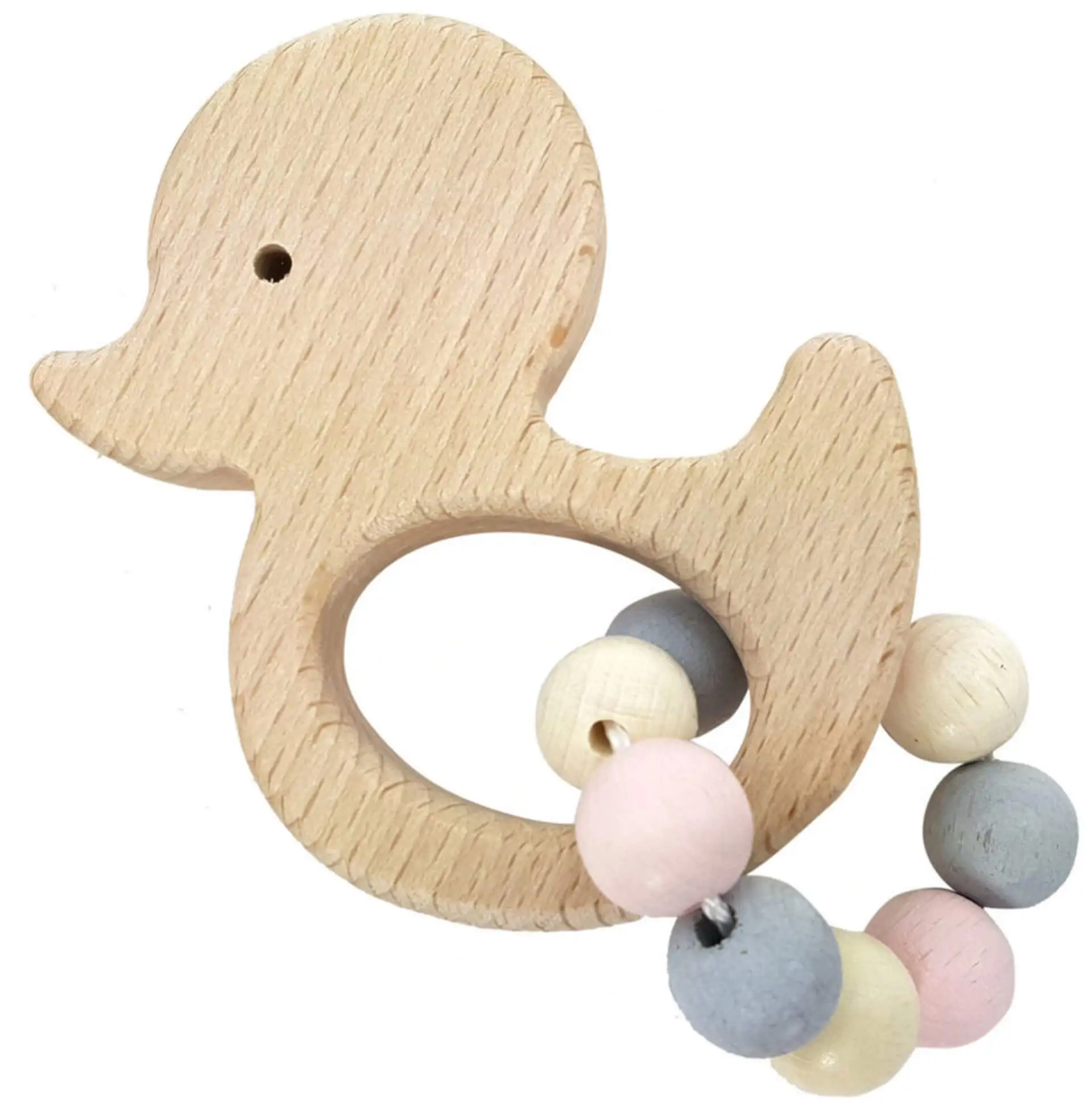 Grasping rattle duck - natural pink