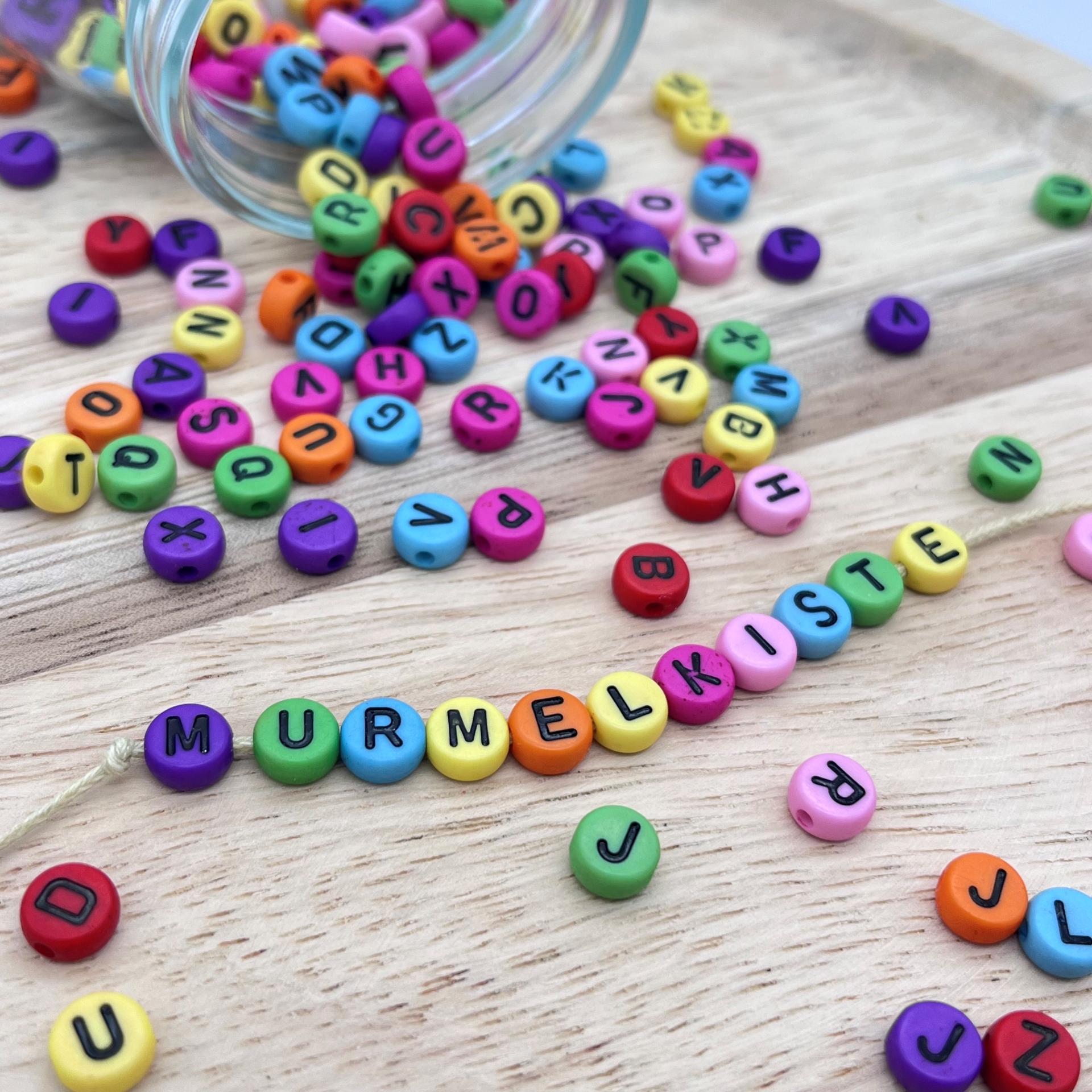 Plastic letter bead mix - Ø7mm - colorful - 25g