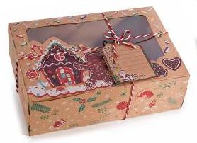 Papier Geschenkbox mit Sichtfenster Weihnachten 'Pfefferkuchen' 10 auf Lager