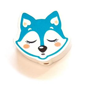 Sleeping fox motif bead 'light turquoise' 60 in stock 