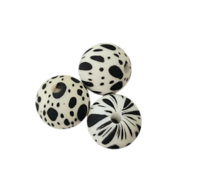 Silicone bead 12mm pattern 'dalmatiner' 94 in stock 