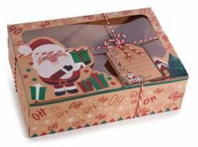 Papier Geschenkbox mit Sichtfenster Weihnachten 'Weihnachtsmann' 10 auf Lager